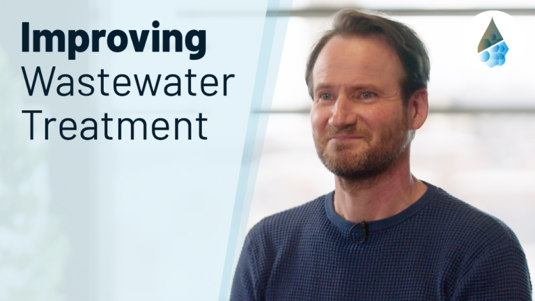 Photo of Ruud Peeters with text reading "improving wastewater treatment"